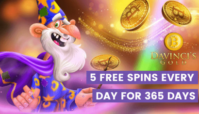 Davinci’s Gold Casino Gives Five Free Spins Every Day for a Year