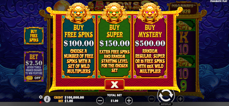 5 Lions Megaways 2 bonus buy