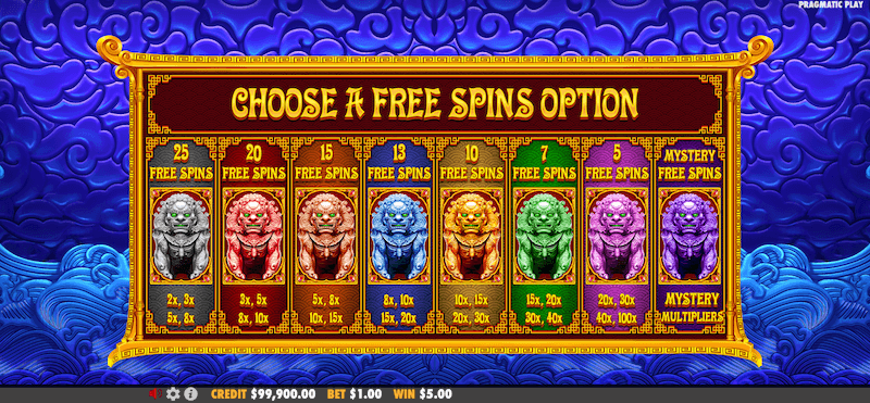 5 Lions Megaways 2 free spins options