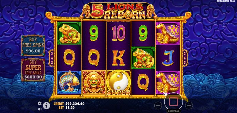5 Lions Reborn super free spins scatters