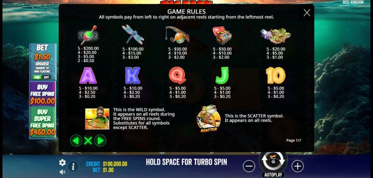 Big Bass Bonanza 1000 slot symbol payouts