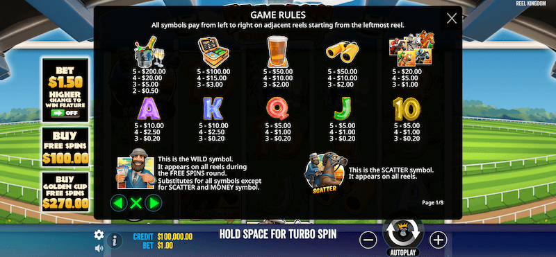 Big Bass Return to the Races slot symbol payouts
