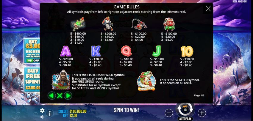 Big Bass Xmas Xtreme slot symbol payouts