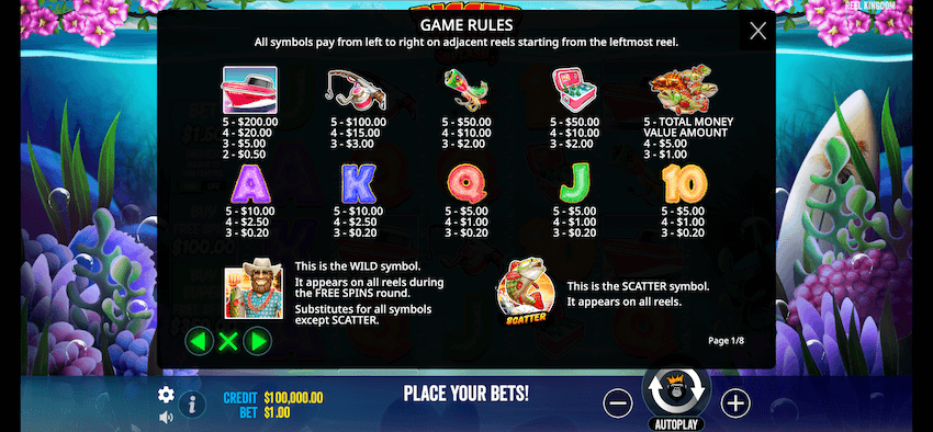 Bigger Bass Splash slot symbol payouts