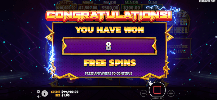 Blitz Super Wheel free spins
