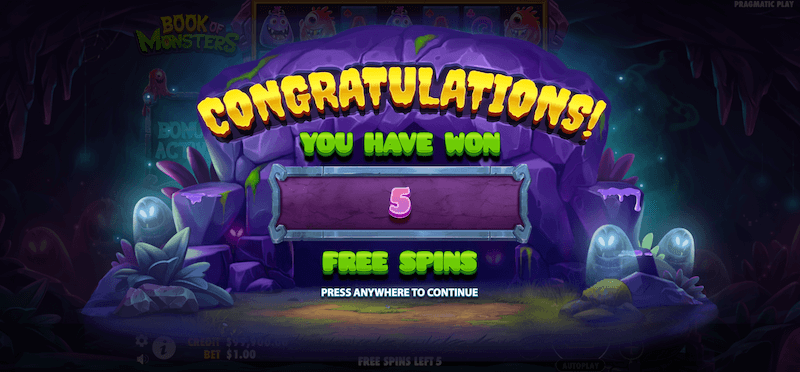 Book of Monsters free spins