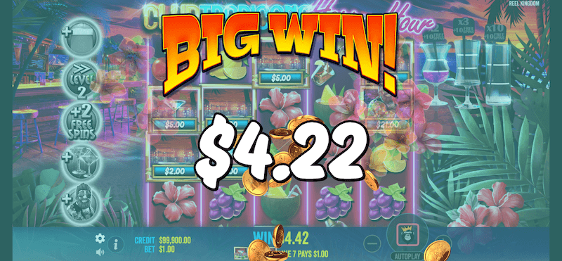 Club Tropicana Happy Hour big win