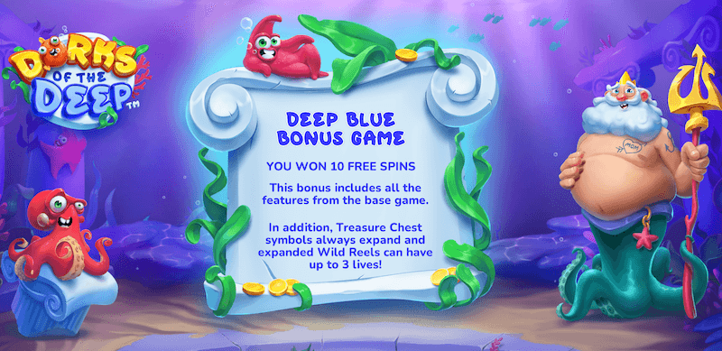 Dorks of the Deep free spins deep blue bonus game