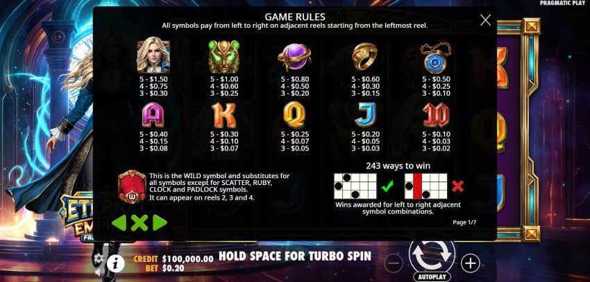 Eternal Empress Freeze Time slot symbol payouts
