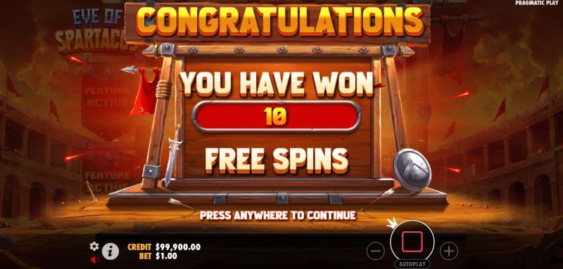 Eye of Spartacus free spins