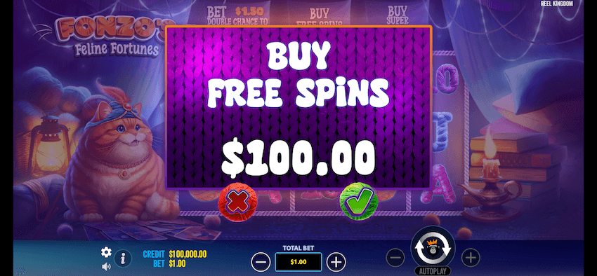 Fonzo’s Feline Fortunes bonus buy