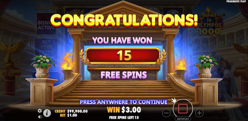 Games in Olympus 1000 free spins
