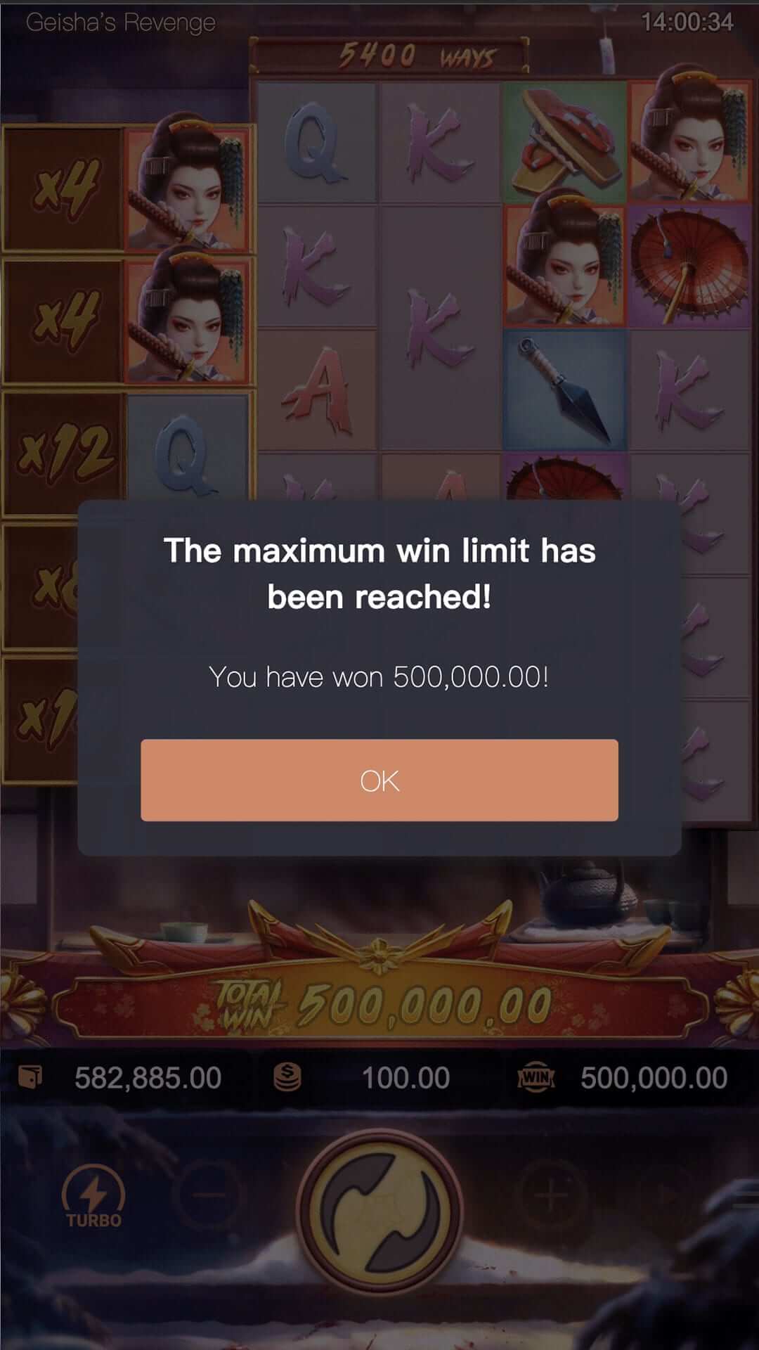 Geisha's Revenge maximum win