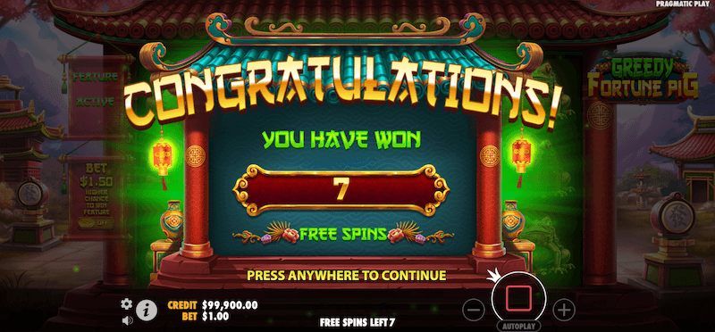 Greedy Fortune Pig free spins