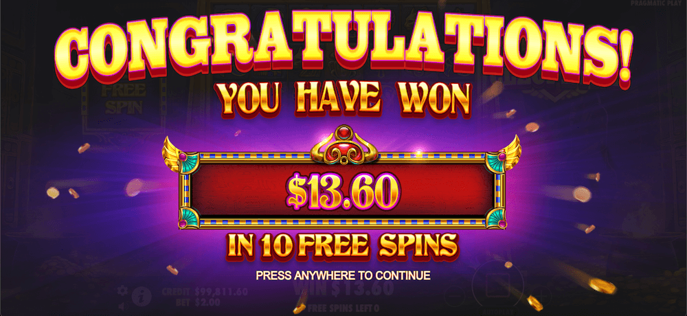 Heart of Cleopatra free spins win