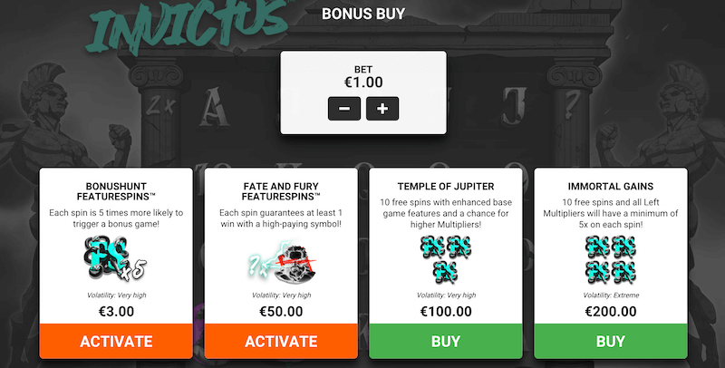 Invictus bonus buy