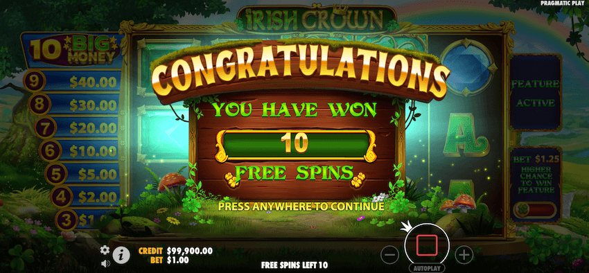 Irish Crown free spins