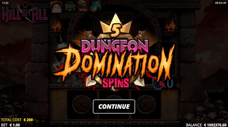 Kill Em All Dungeon and Domination Spins