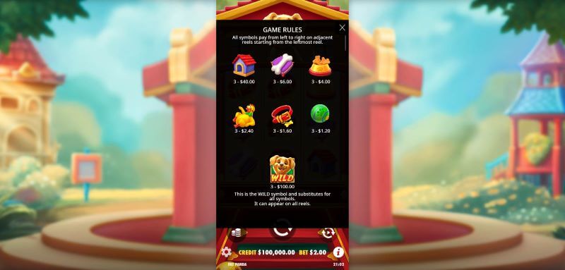 Lucky Dog slot symbol payouts