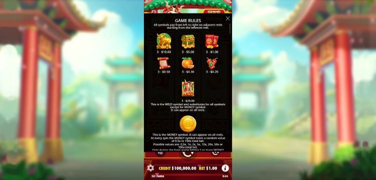 Lucky Ox slot symbol payouts