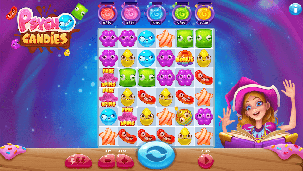Psycho Candies slot game by Gluck Games