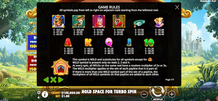The Dog House Royal Hunt slot symbol payouts