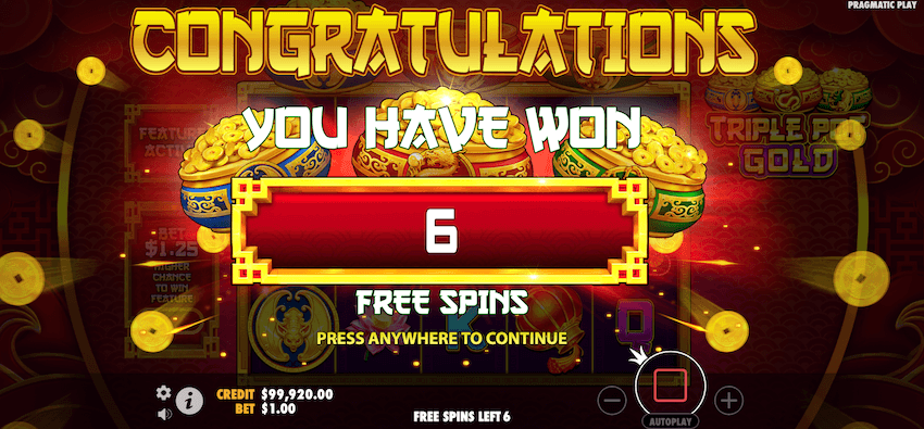 Triple Pot Gold free spins