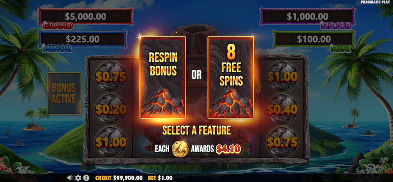 Volcano Goddess bonus select