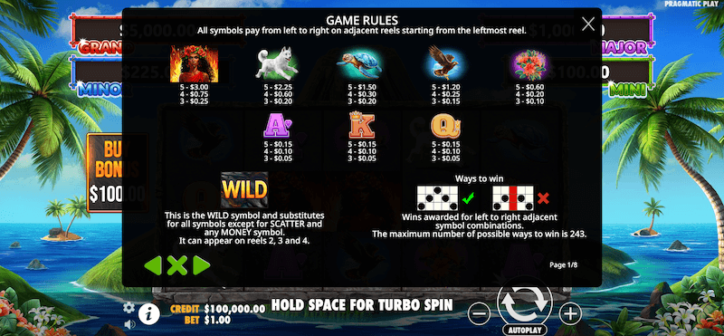 Volcano Goddess slot symbol payouts