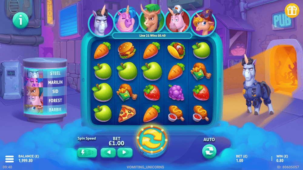 Vomiting Unicorns slot by Gluck Games