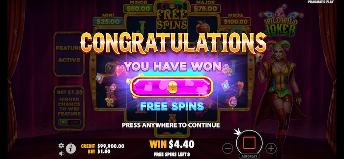 Wild Wild Joker free spins trigger