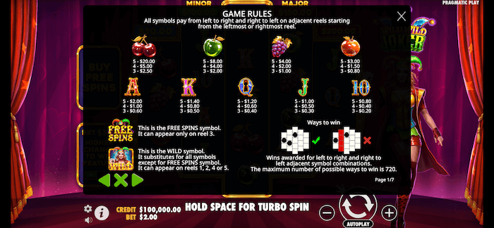Wild Wild Joker slot symbol payouts